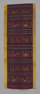 Khmer Pidan with Scenes from the Jataka Tales, Late 19th century, Cambodia, Cambodia, Center panel: