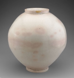 Moon Jar, Joseon dynasty (1392–1910), 17th century, Korea, Korea, Glazed porcelain, with repairs in
