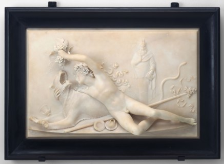 Bacchus Feeding a Panther, 1792, John Deare, English, 1759–1798, England, Marble, 33.3 × 52.7 × 14