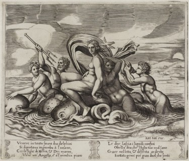 Psyche Served in Her Bath by Nymphs She Cannot See, 1530/40, Agostino dei Musi (Italian, c.