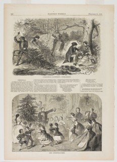 Christmas—Gathering Evergreens and The Christmas-Tree, published December 25, 1858, Winslow Homer