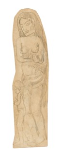 Sketch of Maori Woman and Child, 1891/93, Paul Gauguin, French, 1848-1903, France, Pen and brown