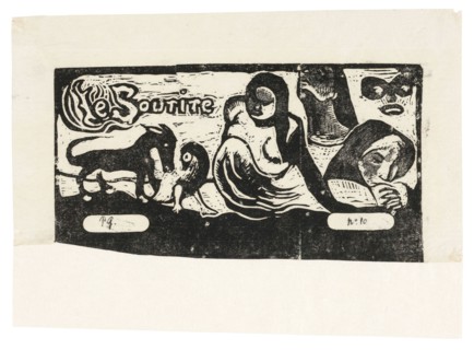 Three People, a Mask, a Fox and a Bird, headpiece for Le sourire, 1899, Paul Gauguin, French,