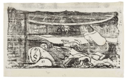 Interior of a Tahitian Hut, from the Suite of Late Wood-Block Prints, 1898/99, Paul Gauguin,