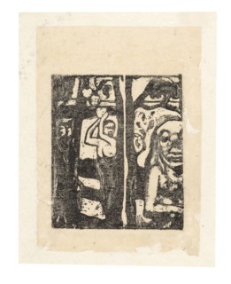 Woman Picking Fruit and Oviri, 1895/96, Paul Gauguin, French, 1848-1903, France, Wood-block print