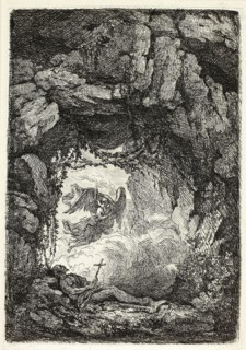 The Death of St. Jerome, 1764, Étienne de Lavallée-Poussin, French, 1735-1802, France, Etching on