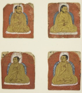Four Miniature inscribed portraits of four Lamas, 14th century, Tibet, Central Tibet, Central