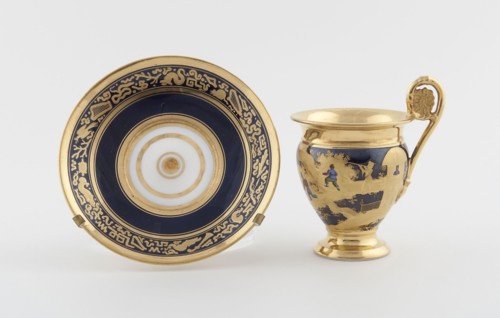 Cup and Saucer, c. 1820, Denuelle Porcelain Manufactory, French, 1818-1829, Paris, Hard-paste