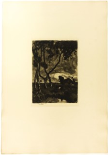 At the Moor, 1895, Fritz Overbeck, German, 1869-1909, Germany, Etching with brown Ink on cream wove
