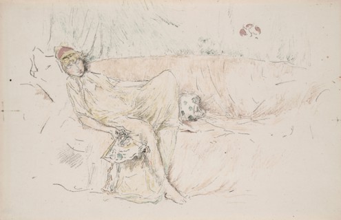 Draped Figure, Reclining, 1892, James McNeill Whistler, Printed by Henry Belfond, American,