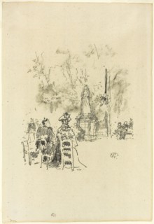 Conversation under the Statue, Luxembourg Gardens, 1893, James McNeill Whistler, American,