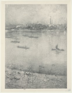 The Thames, 1896, James McNeill Whistler, American, 1834-1903, United States, Lithotint, in black