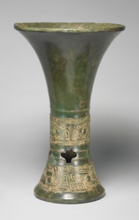 Beaker, Shang dynasty ( about 1600–1046 BC ), China, Bronze, H. 30.5 cm (12 in.)