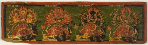 Manuscript Cover from a Copy of the Devimahatmiya with Goddess Durga, Slayer of the Buffalo Demon