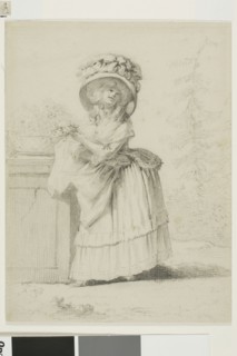 An Elegant Young Woman in a Garden, c. 1785, Alexandre Moitte, French, 1750-1828, France, Black