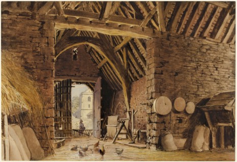 A Barn Interior, 1830/35, William Henry Hunt, English, 1790-1864, England, Watercolor, over
