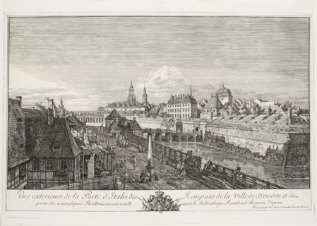 Exterior View of the Italian Gate of the Ramparts of the Town of Dresden, 1750, Bernardo Bellotto,