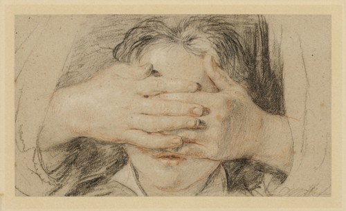 Guess My Name, 1821, Sir David Wilkie, Scottish, 1785–1841, United Kingdom, Black and red Conté