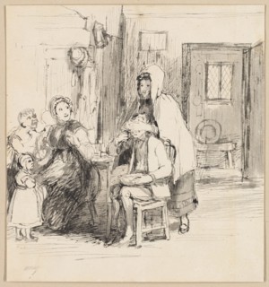 Guess My Name, c. 1821, Sir David Wilkie, Scottish, 1785–1841, United Kingdom, Brush and gray wash