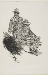 Herdsmen, c. 1885, Giovanni Fattori, Italian, 1825-1908, Italy, Etching with drypoint on buff wove