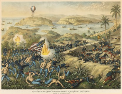 Capture of El Canoy, El Paso, 1898, Unknown Artist, published by Kurz and Allison (American,