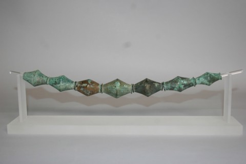 Biconical Bead Necklace, Geometric Period (800–600 BC), Greek, Thessaly, Greece, Bronze, 3.6 × 5.1