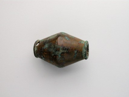 Biconical Bead, Geometric Period (800–600 BC), Greek, Thessaly, Greece, Bronze, 2.8 × 5.5 × 2.8 cm