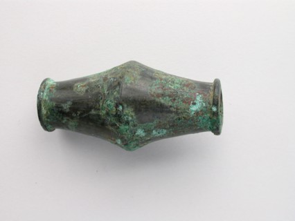 Biconical Bead, Geometric Period (800–600 BC), Greek, Thessaly, Greece, Bronze, 3.5 × 6.0 × 3.5 cm