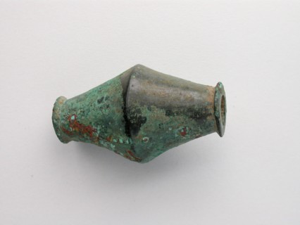 Biconical Bead, Geometric Period (800–600 BC), Greek, Thessaly, Greece, Bronze, 2.8 × 5.5 × 2.8 cm