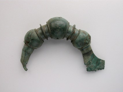 Bow Fibula (Brooch), Geometric Period (800–700 BC), Greek, Thessaly, Greece, Bronze, 6.6 × 10.7 × 2