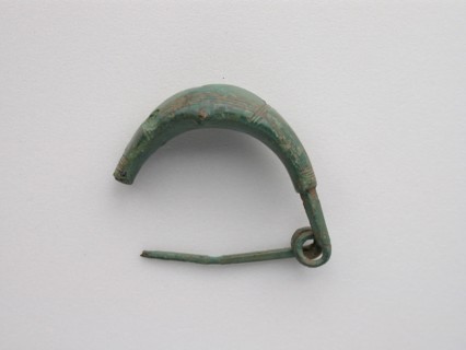 Leech Fibula (Brooch), Geometric Period (800–700 BC), Greek, Thessaly, Thessaly, Bronze, 4.2 × 5.1