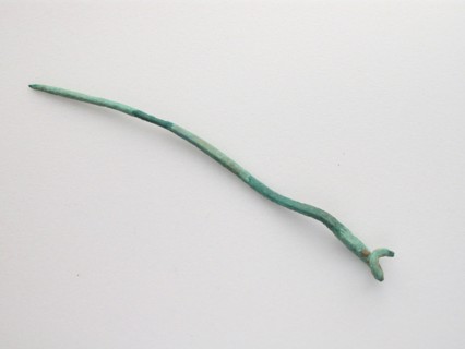 Pin Shank, Geometric Period (800–600 BC), Greek, Thessaly, Thessaly, Bronze, 11.4 × 0.9 × 0.6 cm (4
