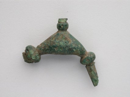 Fibula (leech type), Geometric Period (800–700 BC), Greek, Thessaly, Thessaly, Bronze, 4.0 × 4.4 ×