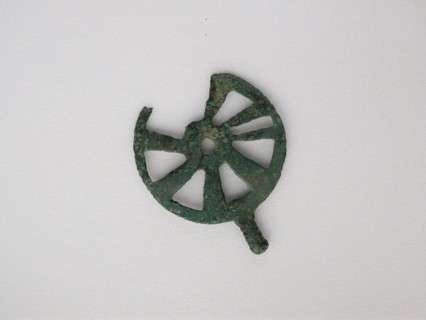 Disc with Flange, Geometric Period (800–600 BC), Greek, Thessaly, Thessaly, Bronze, 4.6 × 3.7 × 0.4