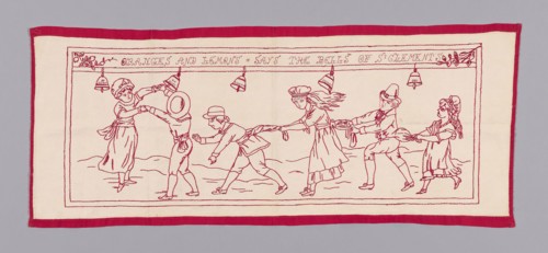 Scarf, c. 1875, England, Cotton, extended plain weave, embroidered with cotton in stem, long and
