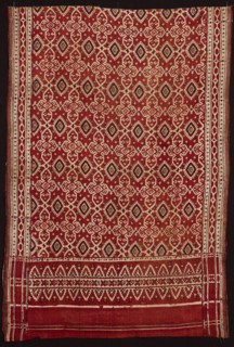 Heirloom Textile (sarasa), 18th century, India, Gujarat, India, Cotton, plain weave, block-printed