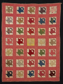 Crib Quilt, 19th century, United States, Cotton, plain weaves, mostly printed and 2:2 Z twill