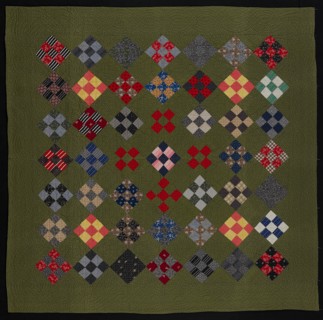 Bedcover (Nine Patch Quilt), late 19th century, United States, Cotton, plain weaves, printed,
