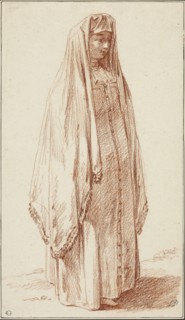 A Woman in Russian Dress, 1780, Jean Baptiste Le Prince, French, 1734-1781, France, Red chalk on