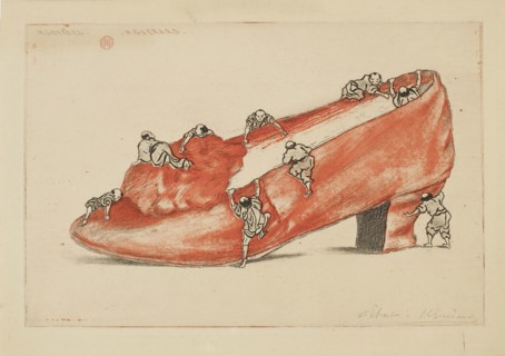 The Assault of the Shoe, 1888, Henri Charles Guérard, French, 1846-1897, France, Etching, with open