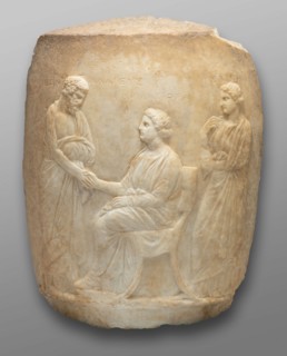 Fragment of a Funerary Lekythos (Monument in the Shape of an Oil Jar), 4th century BC, Greek, Halai