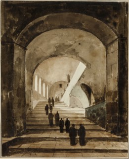 Monks on the Staircase of the Villa of Maecenas at Tivoli, c. 1826, François-Marius Granet, French,