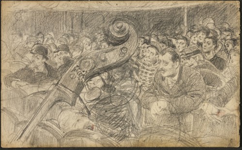 Audience at a Parisian Theatre II, c. 1885, Giovanni Boldini, Italian, 1842-1931, Italy, Graphite