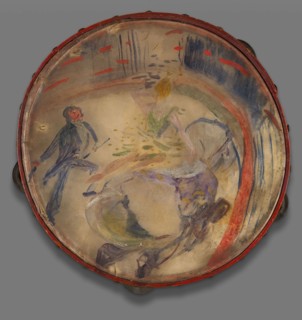 Au Cirque: Écuyère, 1888, Henri de Toulouse-Lautrec, French, 1864-1901, France, Tambourine with oil