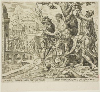 The Israelites Finding Achior Tied to a Tree, plate two from The Story of Judith and Holofernes,