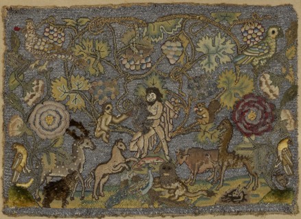 Orpheus Charming the Animals, first half 17th century, England, Linen plain weave embroidered in