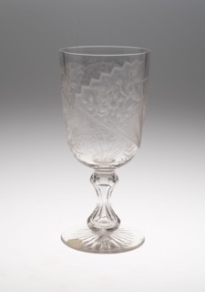 Tall Goblet or Vase, c. 1875, England, Glass, engraved, H. 23 cm (9 1/16 in.)