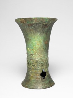 Beaker, Erligang period (about 1600–about1300 BC), China, Bronze, H. 15.5 (6 1/8 in.), diam. 11.0