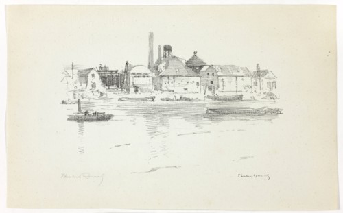 Battersea from the River, Low Tide, 1890–94, Theodore Roussel, French, worked in England,