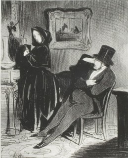 Each time I take you to the opera ball…, plate four from Paris l’hiver, 1845, Honoré-Victorin